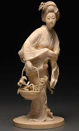 Окимоно Девушка с корзиной лилий