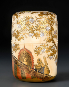 Коробочка нацумэ для чая с изображением танца бугаку "Ранрёо"