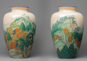 Парные вазы с изображением осенних пейзажей