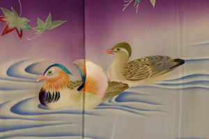 Парный сет антикварных кимоно и хаори "Утки-мандаринки"