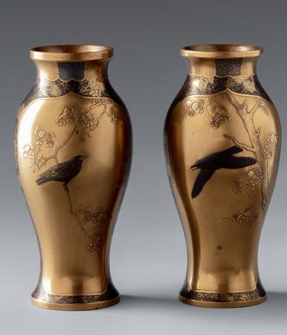 Видео Парные вазы с изображением цапель и воронов