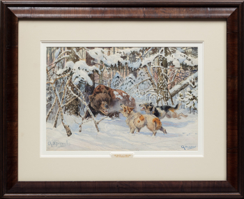 Александр Сергеевич Хренов (1860–1926) "Охота на медведя в Сибири"