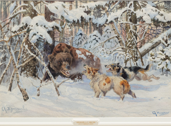 Александр Сергеевич Хренов (1860–1926) "Охота на медведя в Сибири"
