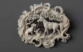 Брошь дамская с анималистической сценкой на охотничью тему