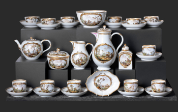 Чайно-кофейный сервиз со сценами охоты