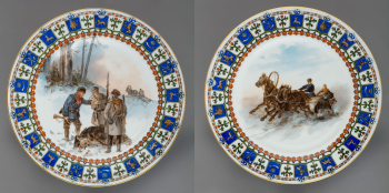 Десять тарелок с жанровыми сценами