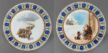 Десять тарелок с жанровыми сценами