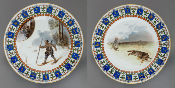 Десять тарелок с жанровыми сценами