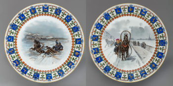 Десять тарелок с жанровыми сценами