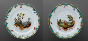 Двенадцать мелких тарелок из восполнения к охотничьему сервизу