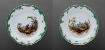 Двенадцать мелких тарелок из восполнения к охотничьему сервизу