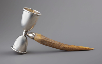 Джиггер двойной из стерлингового серебра с ручкой из оленьего рога