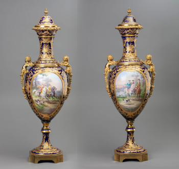 Интерьерные вазы со сценами псовой охоты и пейзажами