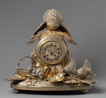 Каминные часы "Птичий двор" с вензелем португальской графини фон Эдла