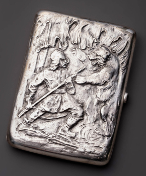 Портсигар "Русская охота на медведя"