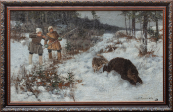 Сергей Семёнович Ворошилов (до 1865–1912) "Охота на медведя зимой"