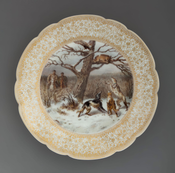 Шесть тарелок с охотничьеми сценами