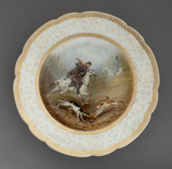 Шесть тарелок с охотничьеми сценами