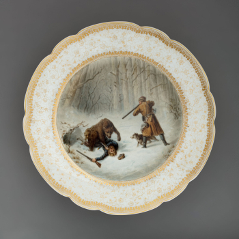 Шесть тарелок с охотничьеми сценами