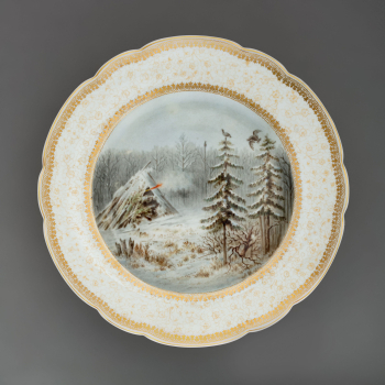 Шесть тарелок с охотничьеми сценами