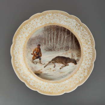 Шесть тарелок с охотничьеми сценами