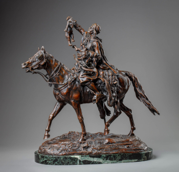 Скульптурная композиция "Конный араб со львятами"
