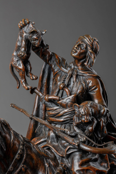 Скульптурная композиция "Конный араб со львятами"