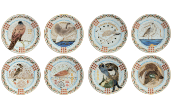 Восемь тарелок из орнитологической серии
