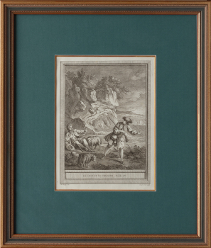 Жан-Батист Удри (1686–1755) — автор рисунка  Лоран Кар (1699–1771) - гравёр  “Лев и охотник“