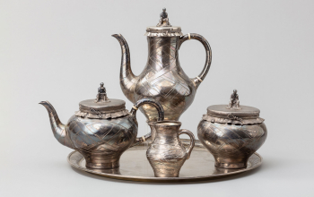 Чайно-кофейный сервиз (чайник, кофейник, сахарница, сливочник, поднос)