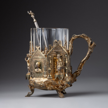 Подстаканник со стаканом и чайной ложкой